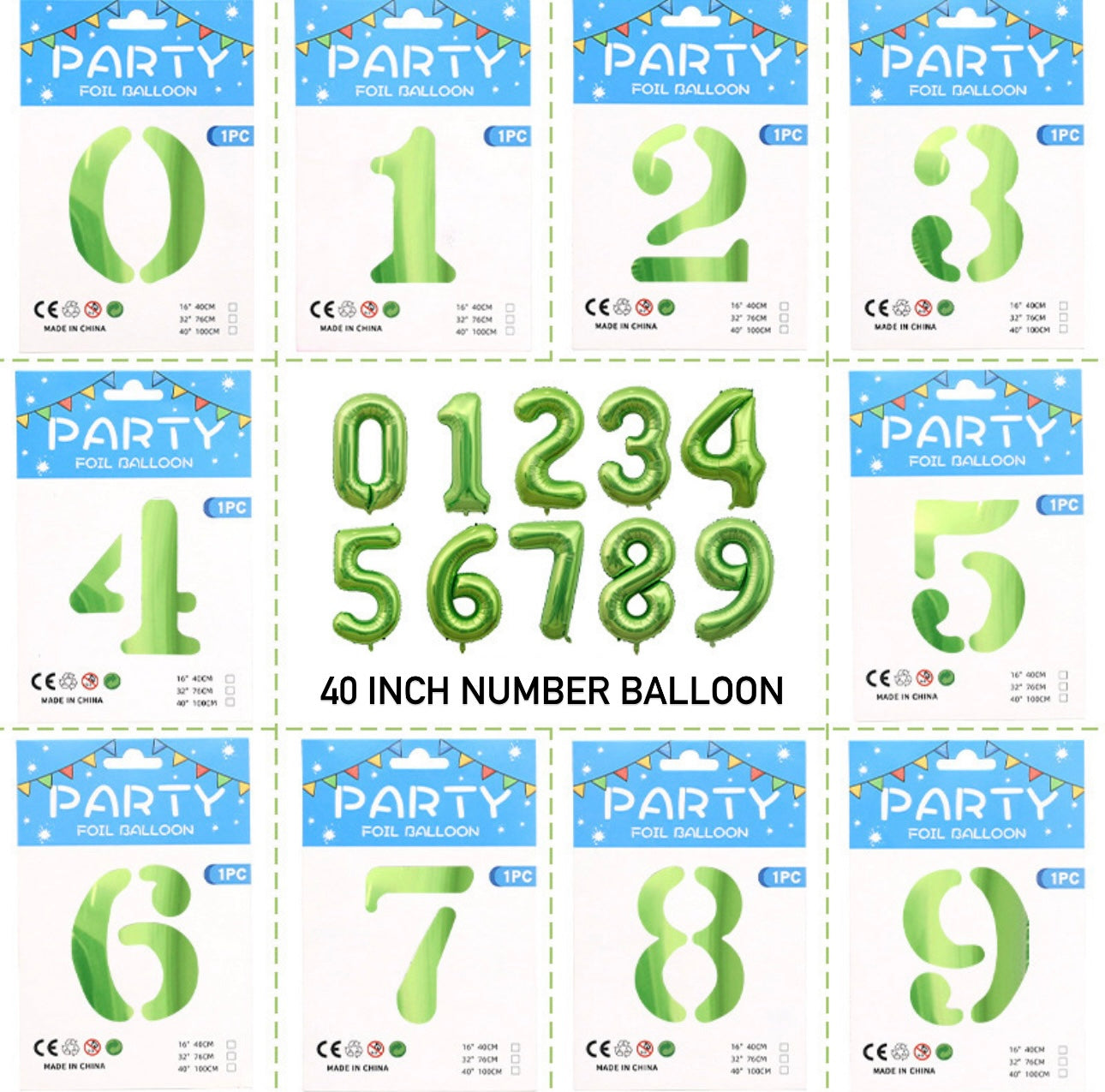 Jumbo Metallic Green Number Balloon