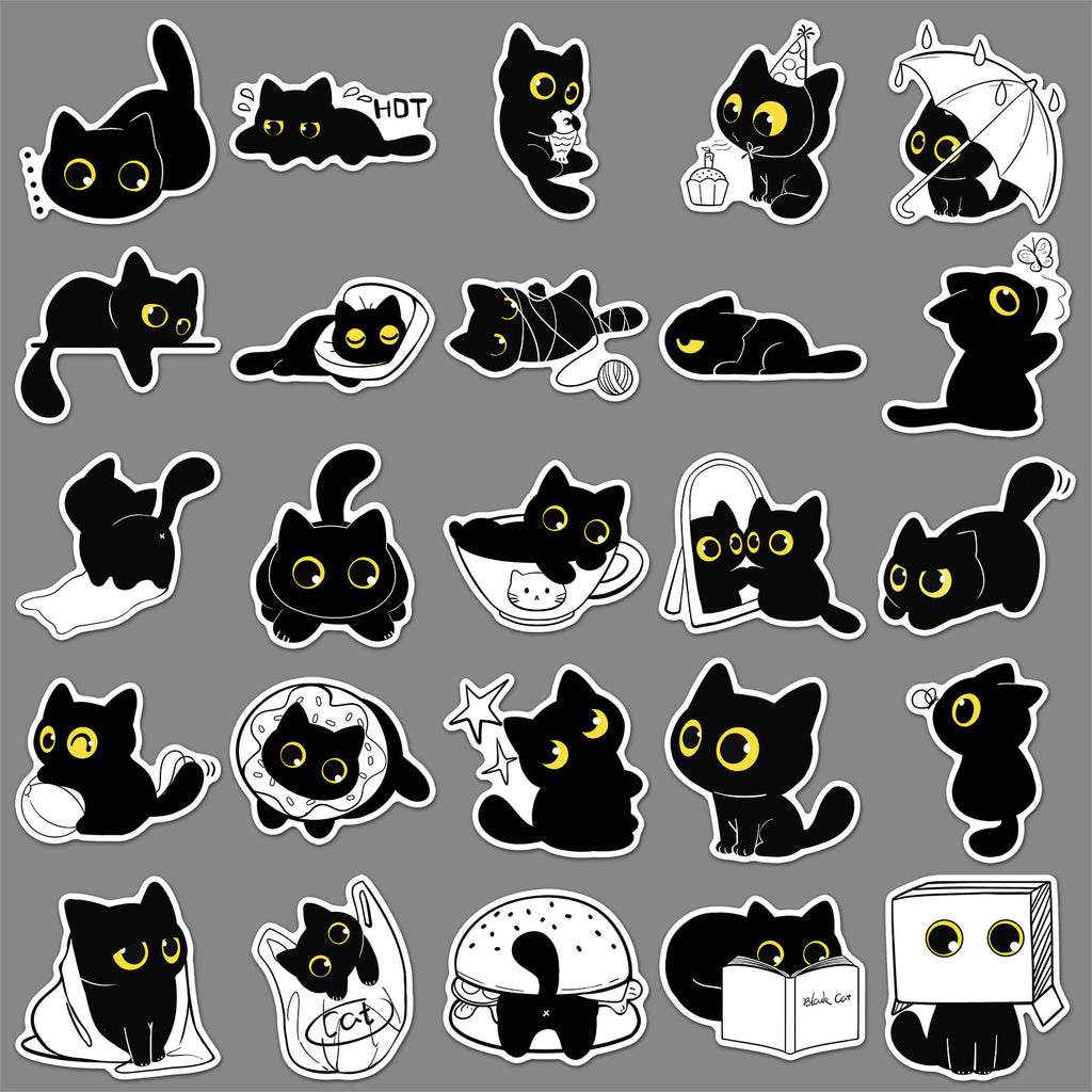 Black Cat Sticker Pack (50 pieces)