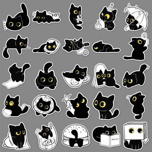 Black Cat Sticker Pack (50 pieces)