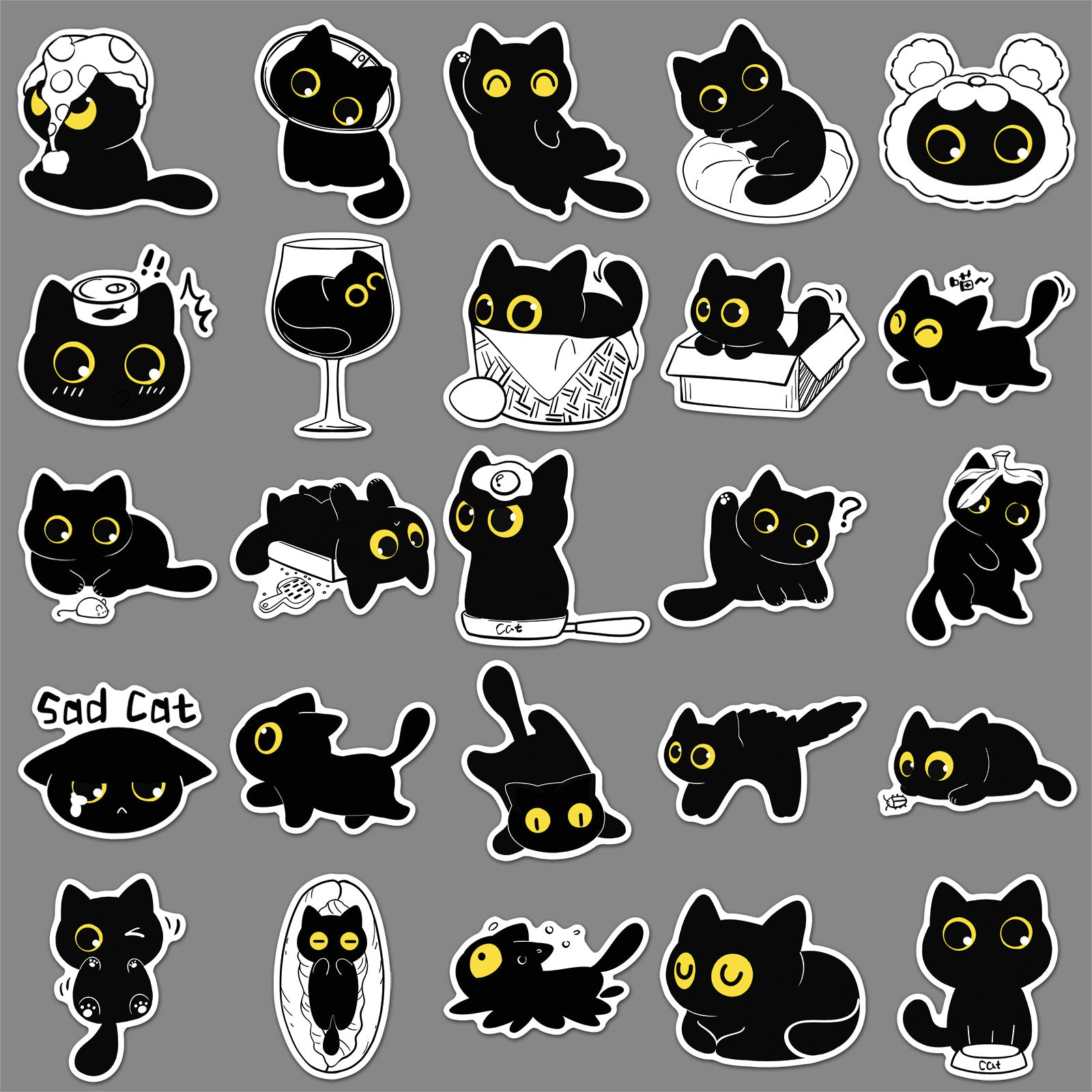 Black Cat Sticker Pack (50 pieces)