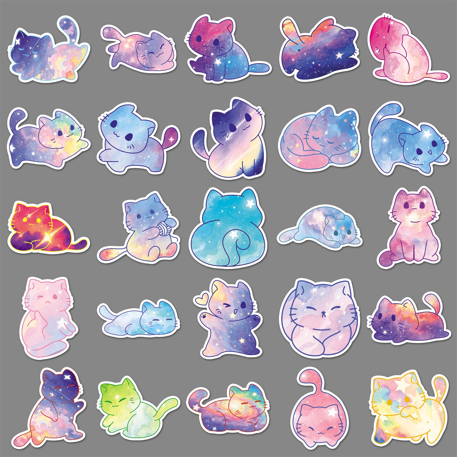 Cute Galaxy Cat Sticker Pack (50 pieces)