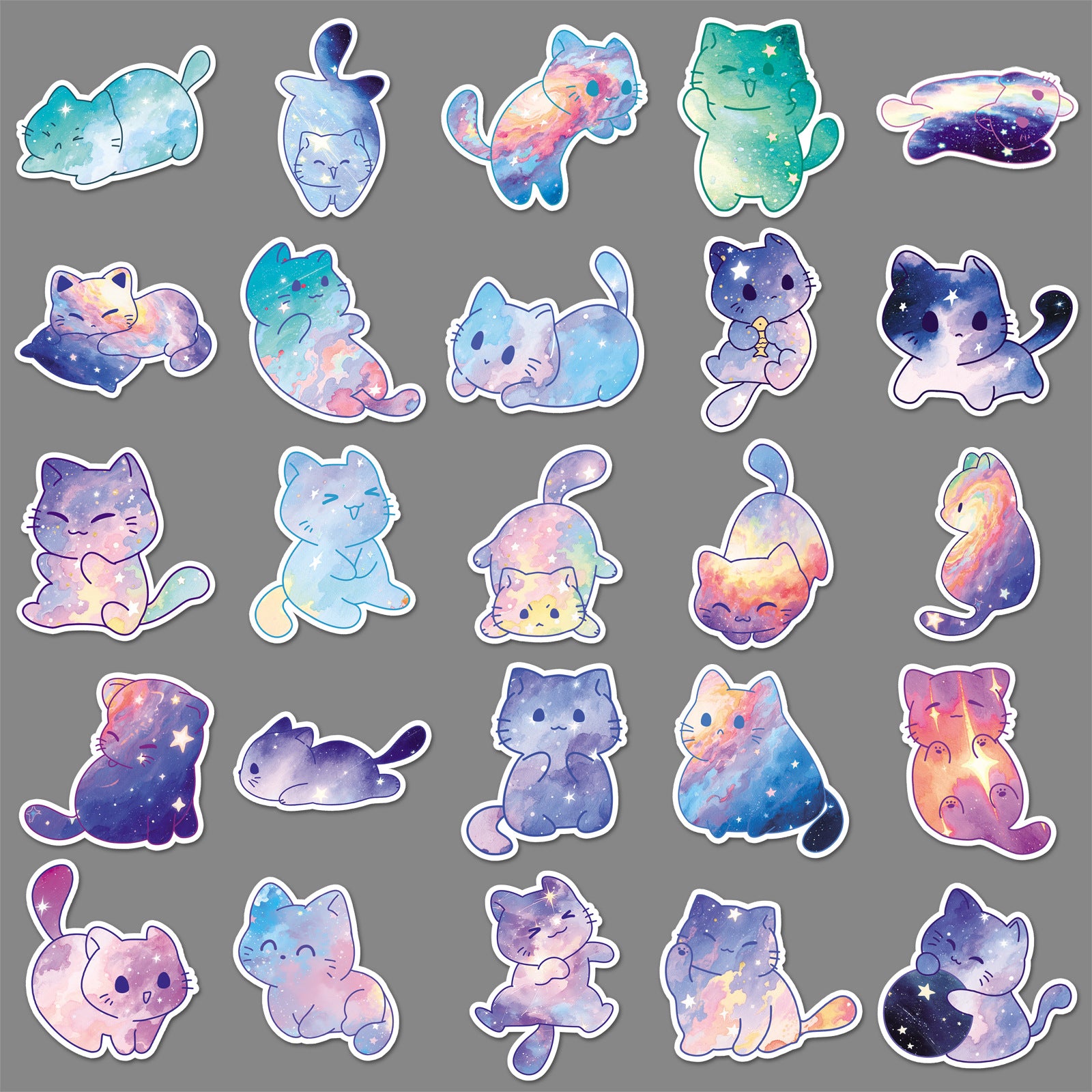 Cute Galaxy Cat Sticker Pack (50 pieces)
