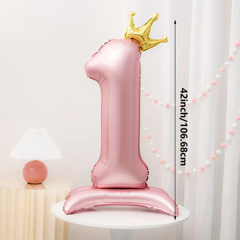Jumbo Pink Princess Standing Number Balloon