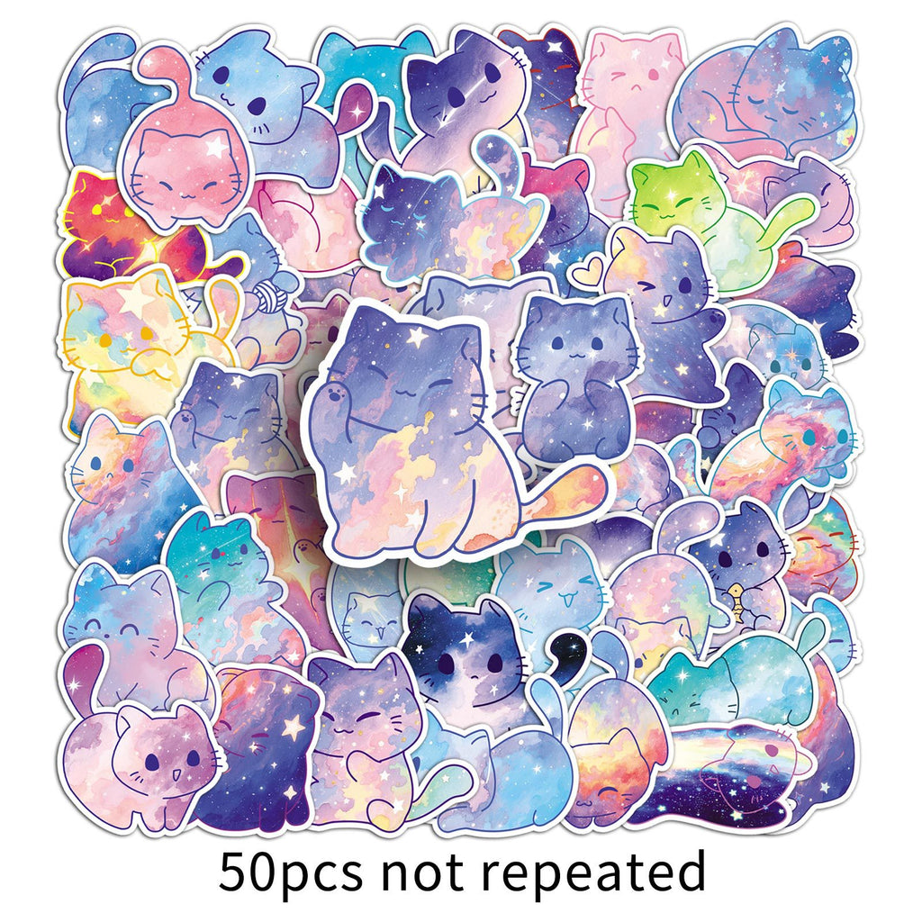 Cute Galaxy Cat Sticker Pack (50 pieces)