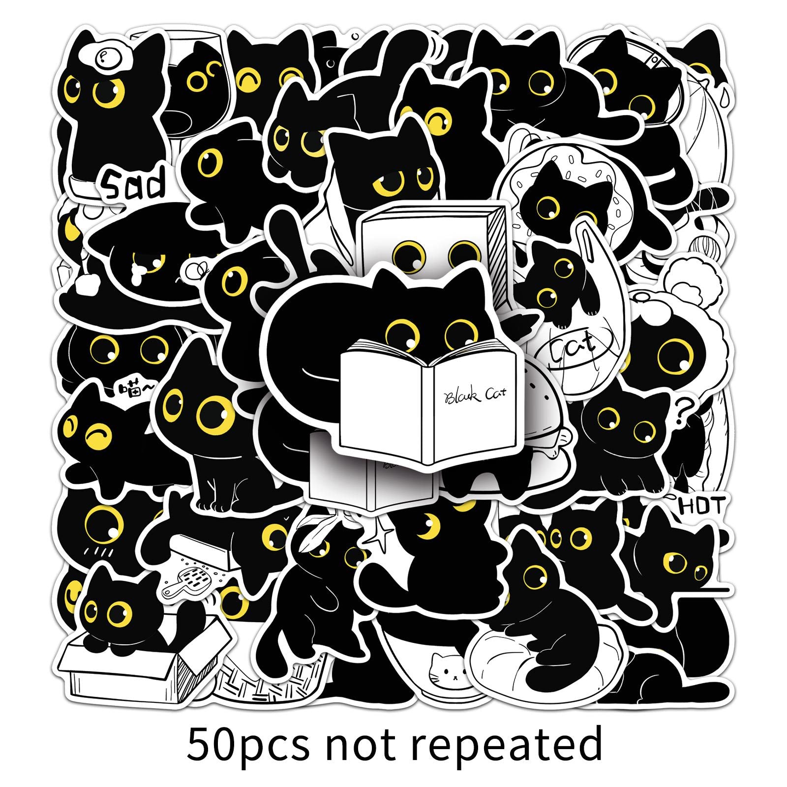 Black Cat Sticker Pack (50 pieces)