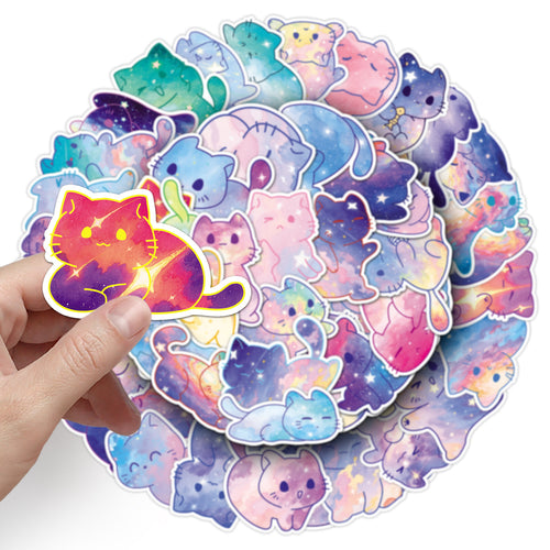 Cute Galaxy Cat Sticker Pack (50 pieces)