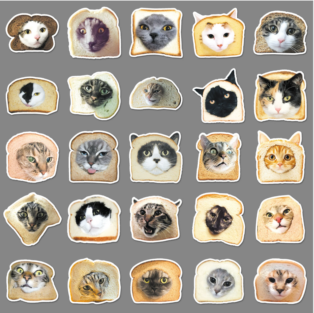Silly Cat In Bread Sticker Pack (50 pieces)