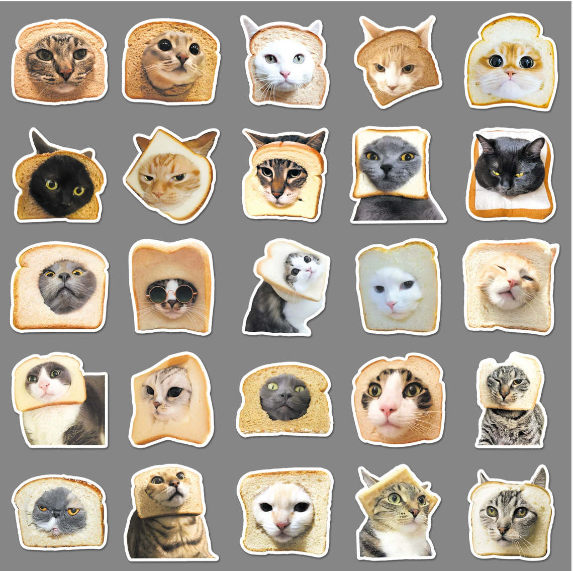 Silly Cat In Bread Sticker Pack (50 pieces)