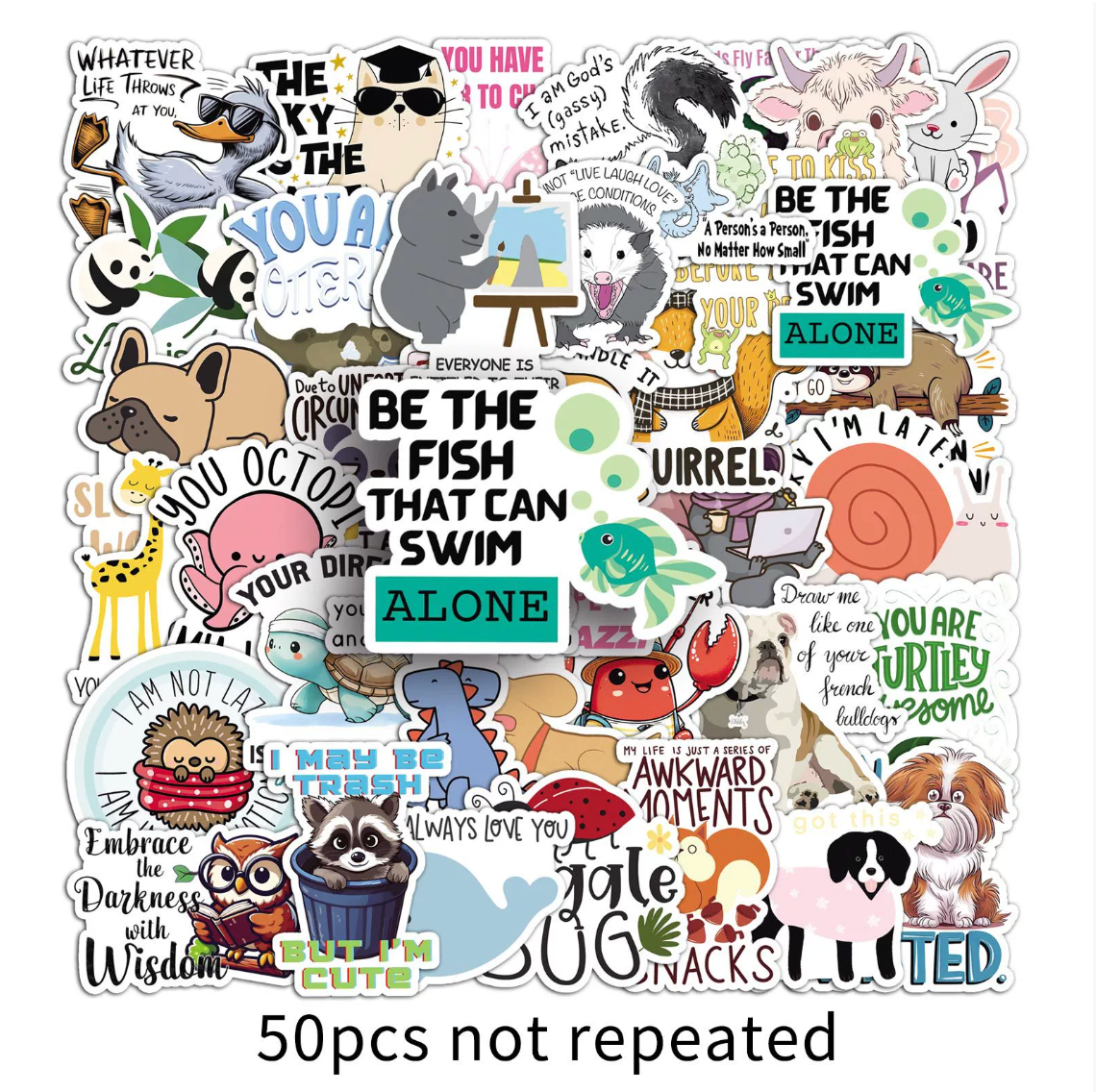 Fun Animal Positive Affirmations Sticker Pack (50 pieces)